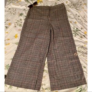LOFT by Ann Taylor Plaid Wide Leg Chino Trousers